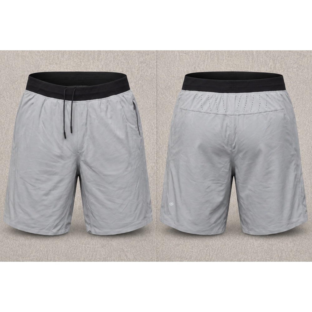 Lululemon Pace Breaker Shorts Mens 34 Heathered Gray Running Gym Pockets Zipper